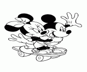 Printable minnie and mickey on skate coloring board page1108 coloring pages