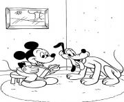 Printable pluto s listening mickey mouse reading story8117 coloring pages