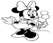 Printable minnie having ice cream disney bbe9 coloring pages