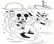 Printable mickey and friends surfing disney 3dfc coloring pages