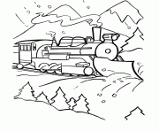 Printable Train In The Winter b544 coloring pages