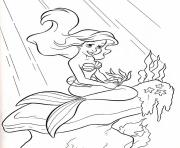 Printable ariel sitting under ray of ligght little mermaid s60a8 coloring pages