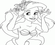 Printable ariel with flower crown disney princess s99a7 coloring pages
