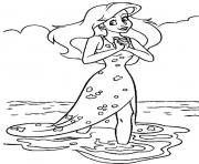 Printable ariel just turned into human little mermaid s852c coloring pages