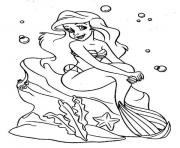 Printable ariel sitting on a coral under water little mermaid s7af5 coloring pages