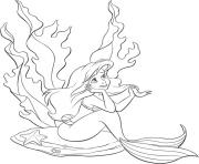 Printable ariel sitting with seaweeds disney princess sd610 coloring pages