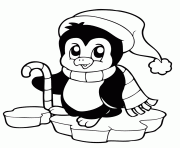 Printable cute penguin on christmas2715 coloring pages