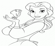 Printable belle holding chip disney princess 5740 coloring pages