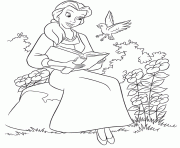 Printable belle reading in garden disney princess dbf2 coloring pages