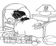 Printable little daffy duck sleeping pictures of looney tunes sb457 coloring pages