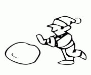 Printable winter  kids making snowballd424 coloring pages