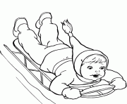 Printable kid playing sled winter s9095 coloring pages