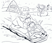 Printable playing sled in winter s5f11 coloring pages
