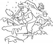 Printable boy play snow winter s6870 coloring pages