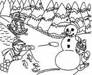 Printable snowfight winter d59b coloring pages