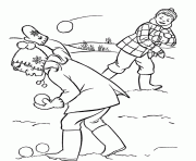 Printable winter snowball fightc399 coloring pages
