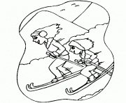 Printable skiing together winter s547b coloring pages