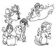 Printable playing snow winter s for kids8410 coloring pages