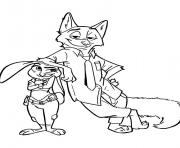 Printable zootopia nick wilde judy hopps coloring pages
