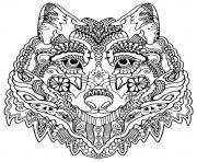 Printable cute wolf adult mandala grown up coloring pages