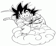 Printable dragon ball z kid goku riding cloud coloring page coloring pages