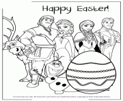 Printable all frozen characters say happy easter colouring page coloring pages