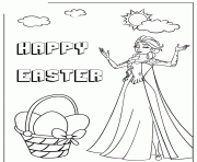 Printable elsa and easter basket colouring page coloring pages