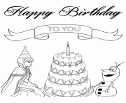 Printable olaf and anna with 4 layer cake colouring page coloring pages