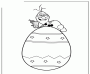 frozen snowman olaf on top of easter egg colouring page