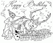 Printable kristoff sven and olaf having bday party colouring page coloring pages