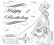 Printable frozen cast elsa in party hat colouring page coloring pages