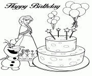 Printable olaf anna and birthday cake colouring page coloring pages
