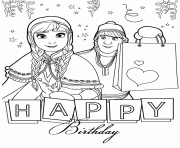 anna and kristoff happy birthday colouring page