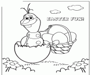 frozen character olaf hatching from easter egg colouring page
