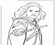 Printable harry potter hermione granger holding wand coloring pages