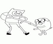 Printable adventure time cartoon finn and jake fist bump coloring pages