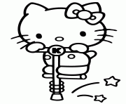 Printable hello kitty on pogo stick coloring pages