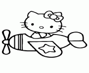 Printable hello kitty flying airplane coloring pages