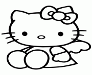Printable sitting hello kitty with wings coloring pages