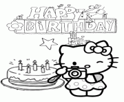 Printable hello kitty cake and star birthday coloring pages