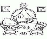 Printable hello kitty at home coloring pages