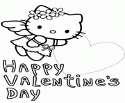 Printable hello kitty big heart valentines coloring pages