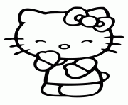 Printable smiling hello kitty with eyes closed coloring pages