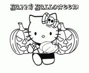 Printable hello kitty and halloween pumpkin coloring pages