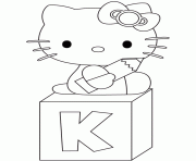 Printable hello kitty k is for kitty coloring pages
