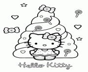Printable hello kitty with candies coloring pages