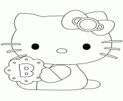 Printable hello kitty holding biscuit coloring pages