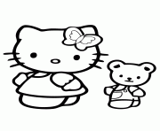 Printable hello kitty and teddy bear coloring pages