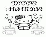 Printable hello kitty two cakes birthday coloring pages