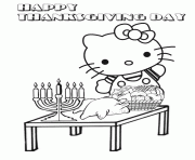 Printable hello kitty and thanksgiving candle coloring pages